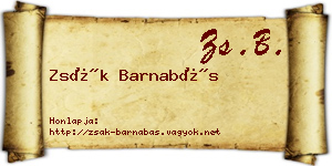 Zsák Barnabás névjegykártya