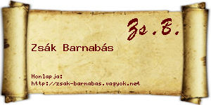 Zsák Barnabás névjegykártya